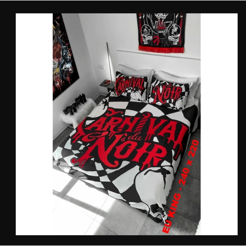 DUVET‎ COVER 2 PILLOWCASES bedding set CARNIVAL NOIR gothic goth bedroom